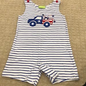 Classic Whimsy Patriotic Truck Romper 2T